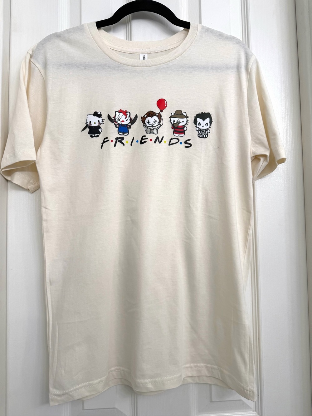 Friends Hello Kitty Graphic Tee - Cream Casual Women Shirt 100% Cotton